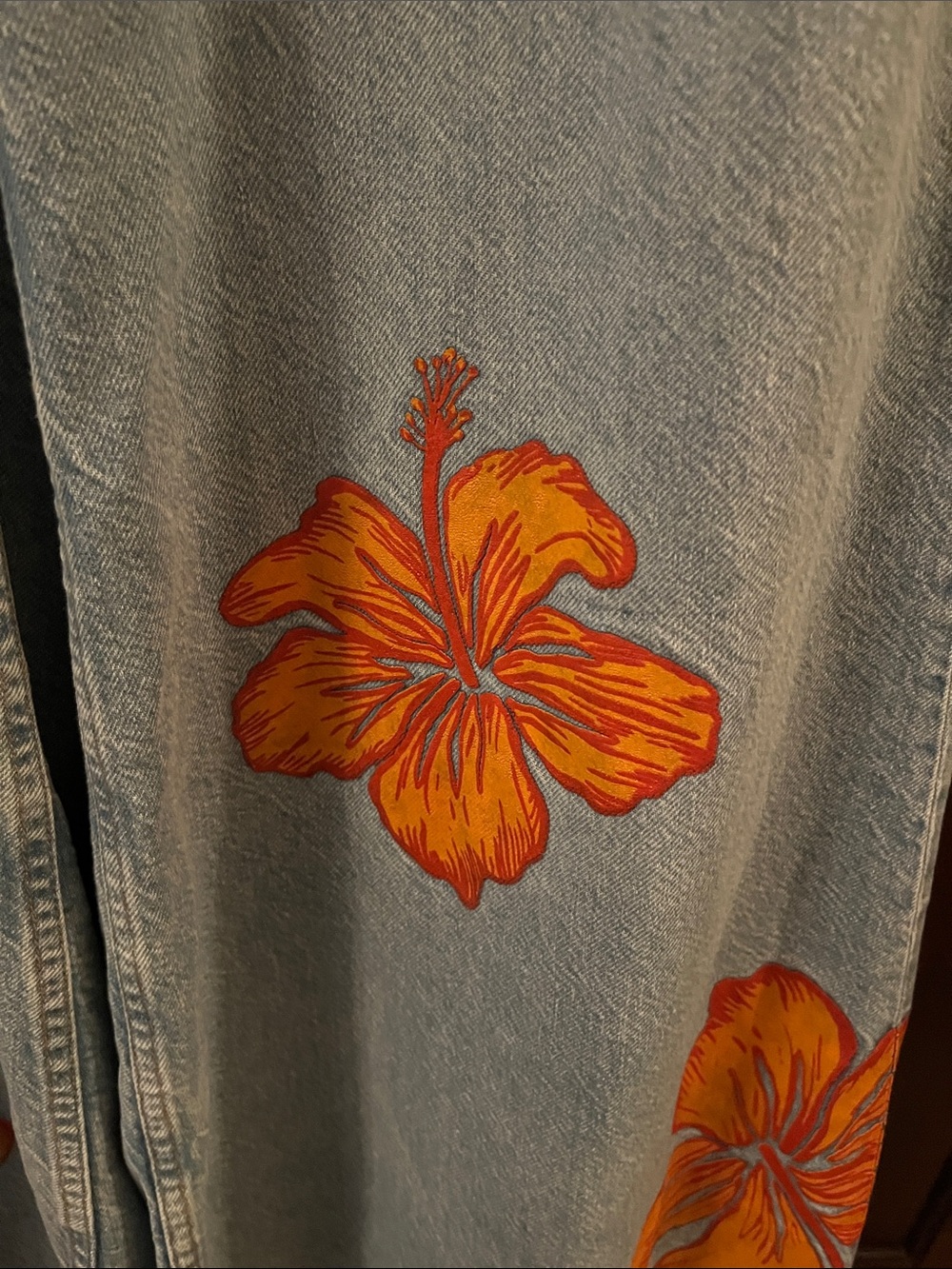 We The Free Light Blue High-Rise Denim Jeans with Orange Stitch Accents - Picture 3 of 9